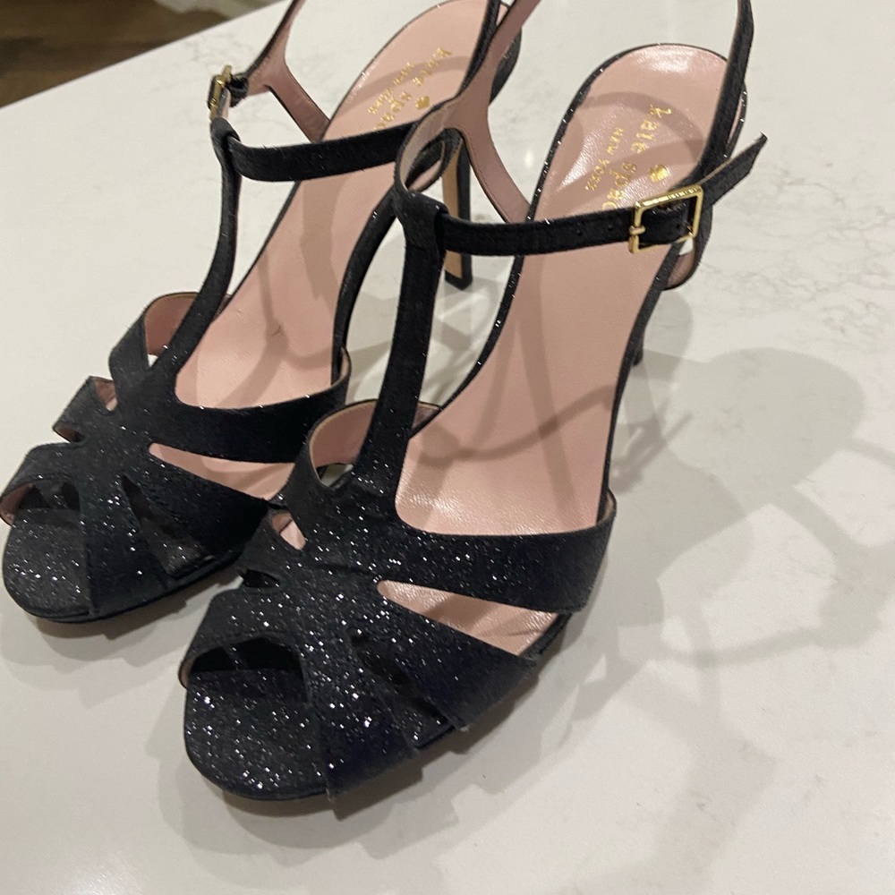 Black Kate Spade sparkly heels